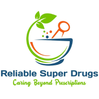 A logo for reliable super drugs caring beyond prescriptions