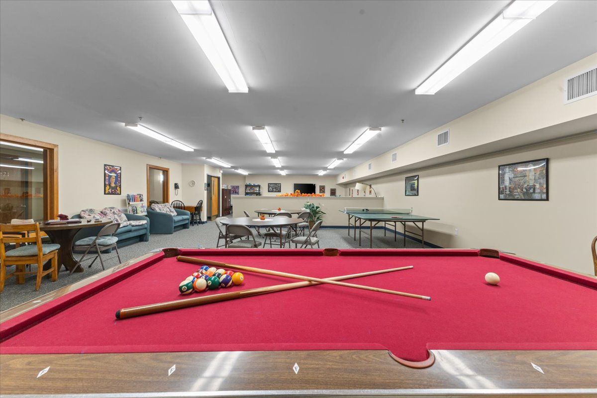 Resident enjoying an indoor recreation space