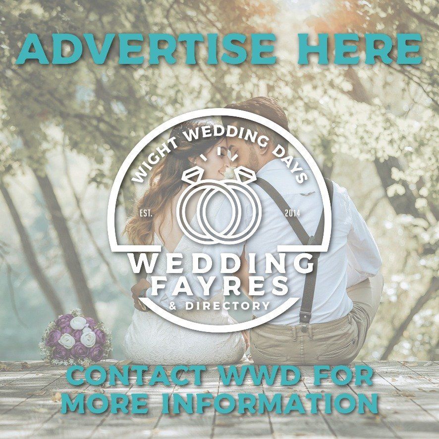 Advertise for Wight Wedding Days. A couple embraces, logo in center.