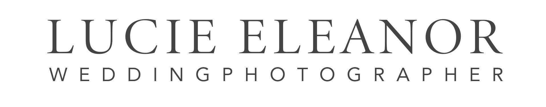 Lucie Eleanor Wedding Photographer logo. Text in gray.