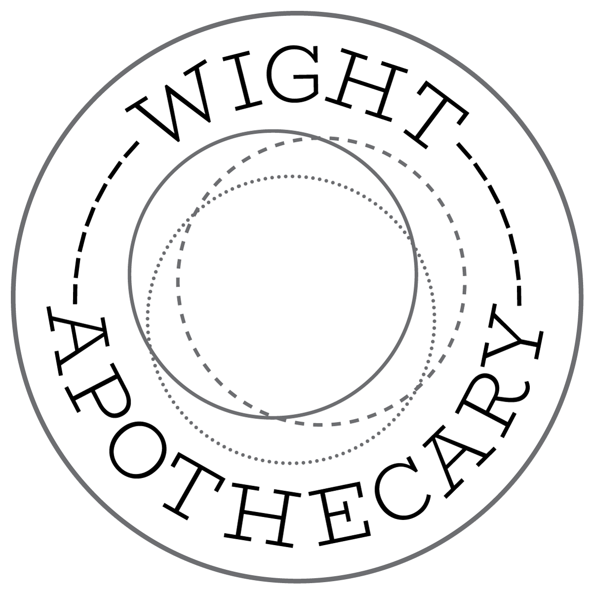 Wight Apothecary logo. Circular design with text around the outer ring and overlapping circles in the center.