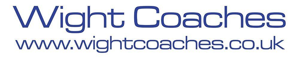 Wight Coaches logo with the company name and website address in dark blue.