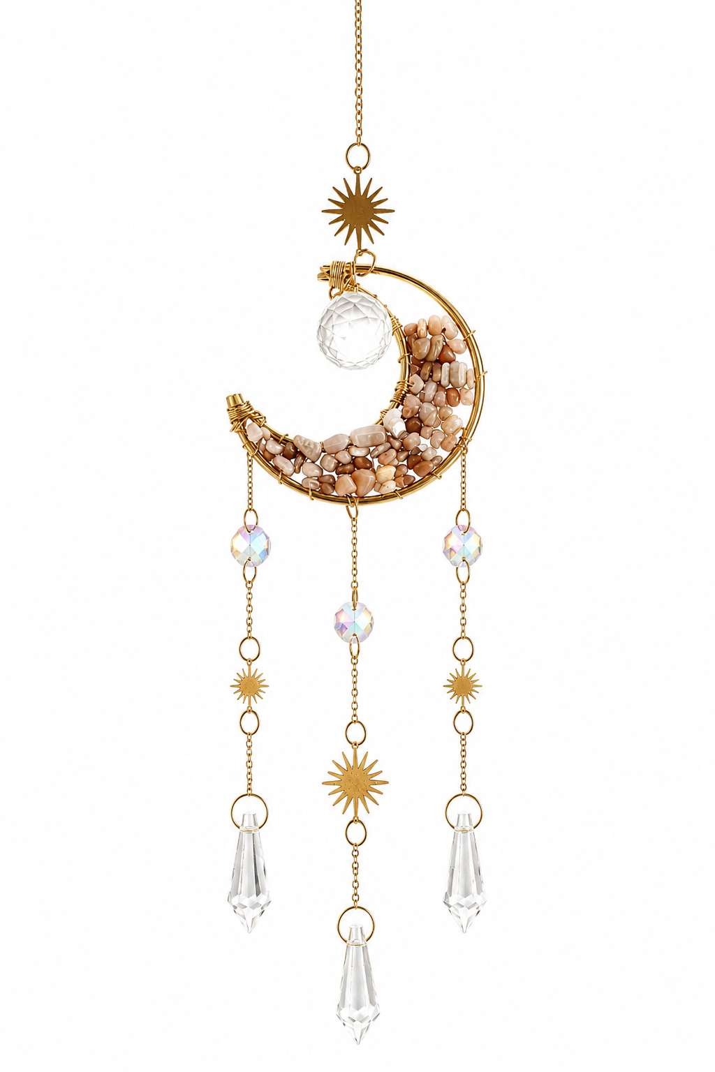 ? Suncatcher Maan met Roze Maansteen