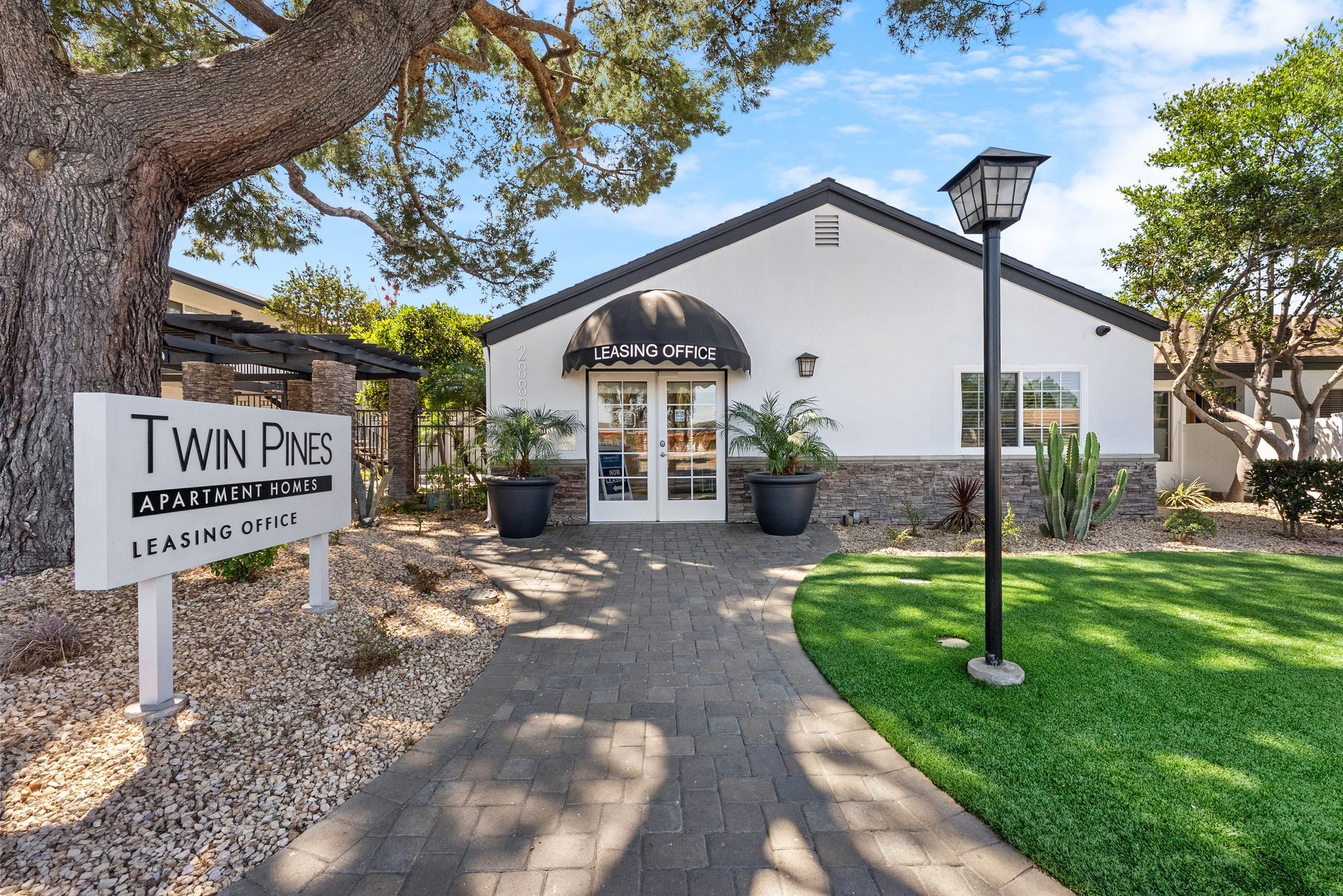 Twin Pines office sign and leasing office