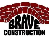 Brave Construction logo with black text beneath a red brick arch