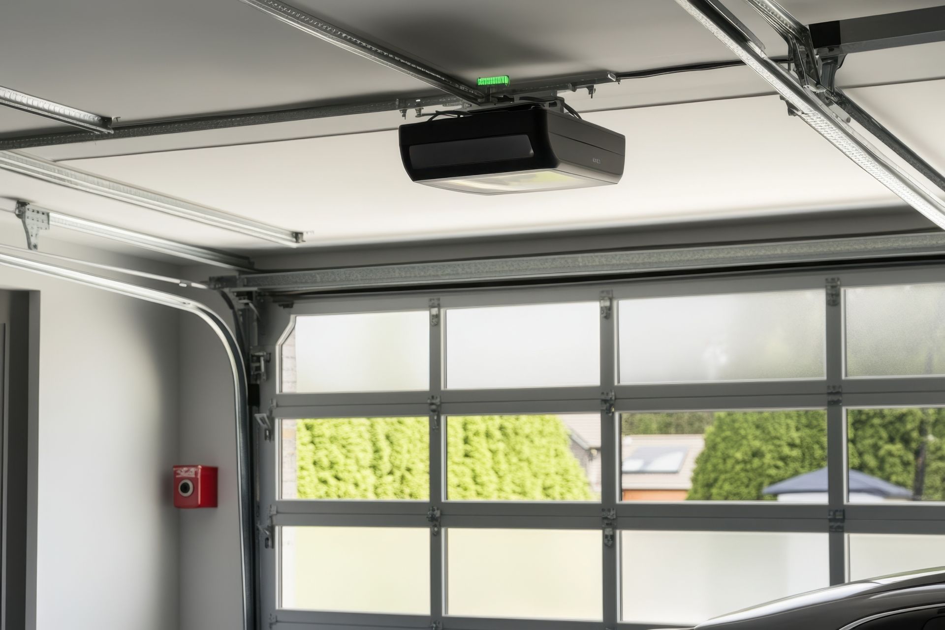 Modern home garage featuring automatic door, showcasing garage door installation service.