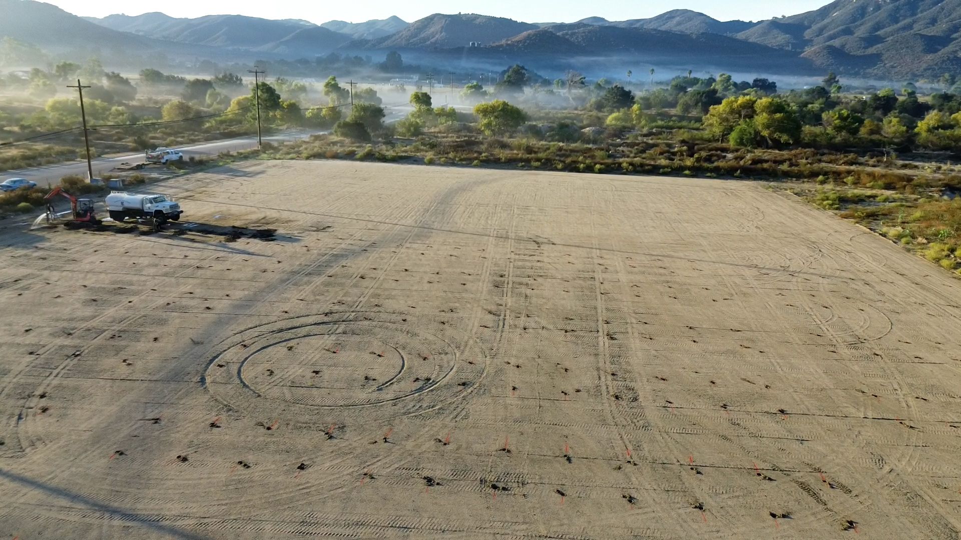 Aerial view of the ground breaking new solar array project  at the Pala Indian Reservation, a testament to sustainable energy and community empowerment