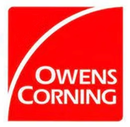 A red square with the words owens corning on it