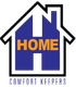 Logo: House shape with "HOME" in orange, blue background, "Comfort Keepers" below.