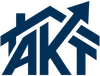 Blue stylized “AKT” logo with upward arrows integrated into the letters