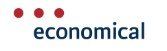 A logo for economical with three red dots on a white background.