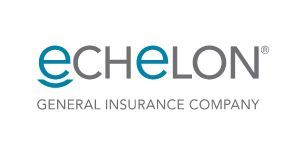 The logo for echelon general insurance company is blue and white.