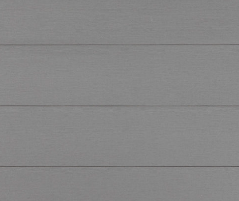 Two wood-look composite deck boards, light and medium brown, with different edge designs.
