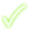 Glowing green checkmark.