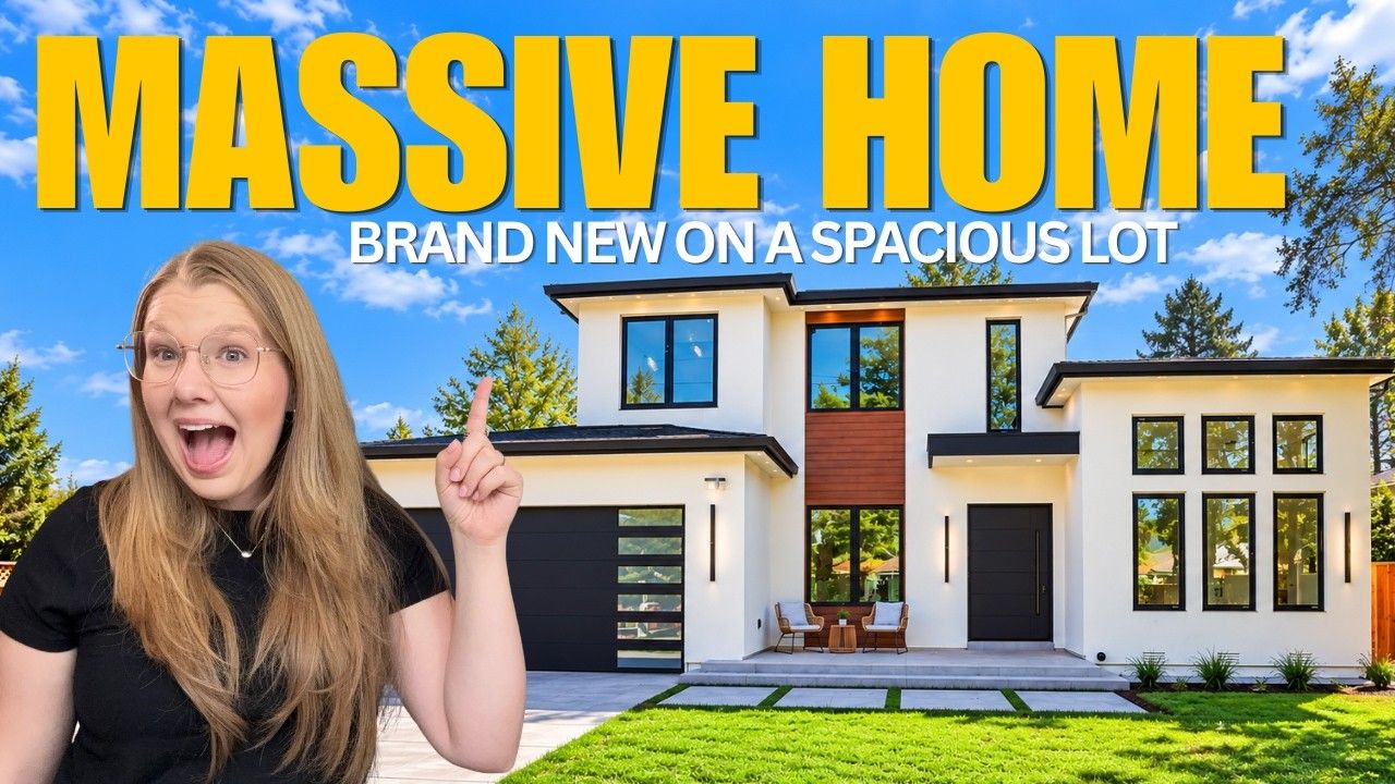 Jessica Heredia outside a brand-new modern home in Menlo Park, California