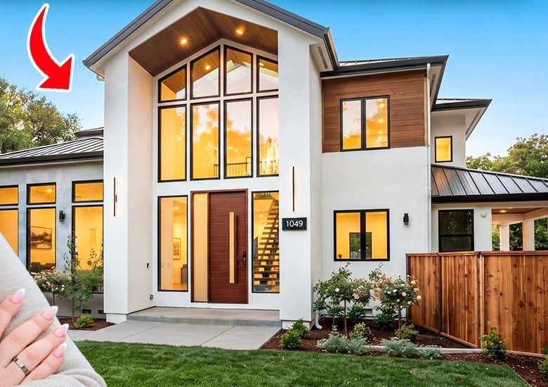 Brand-new modern luxury home exterior in the Willows neighborhood of Menlo Park, California