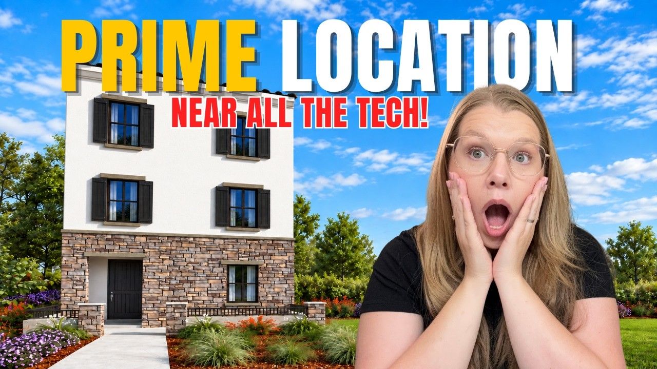 Jessica Heredia outside a new construction townhome near tech campuses in Mountain View, CA