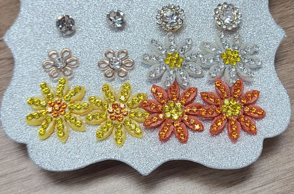 Jeweled Flower earring sets