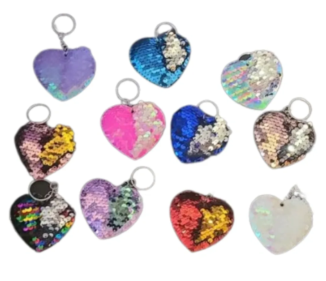 Sequins Color Changing Heart Keychain