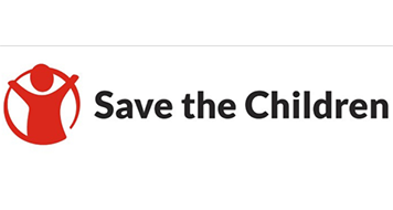 Save the Children logo: red figure with outstretched arms, black text