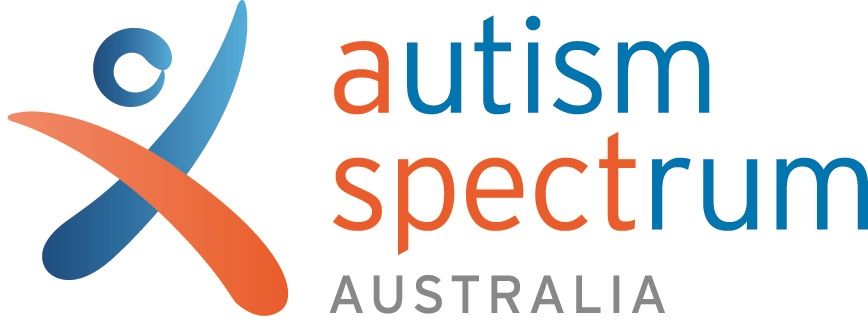 Logo: abstract figure in blue and orange, text 