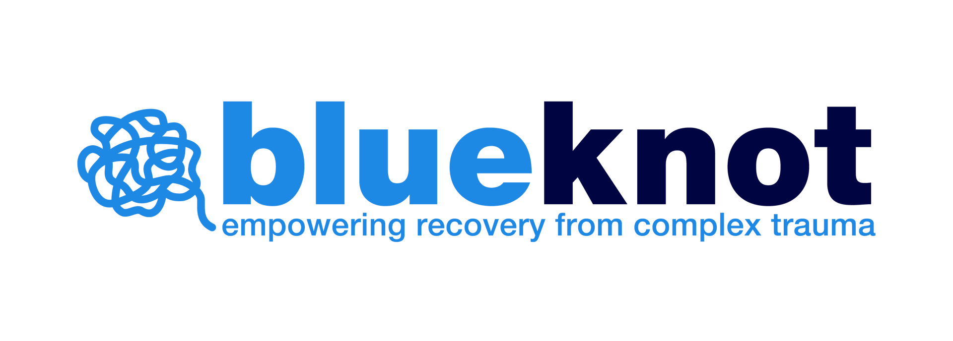 Blueknot logo: Blue knot graphic and text 