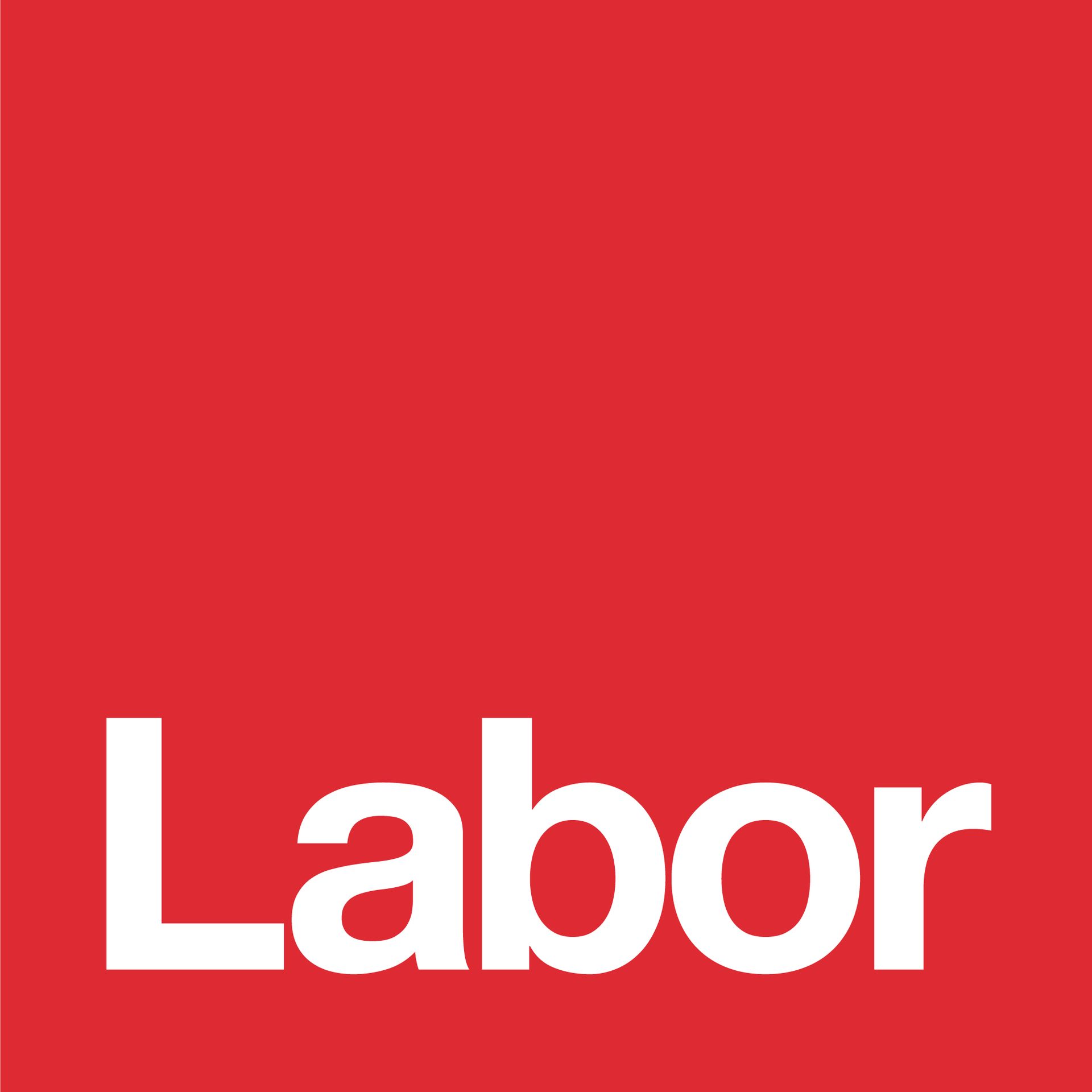Red background with the white word 