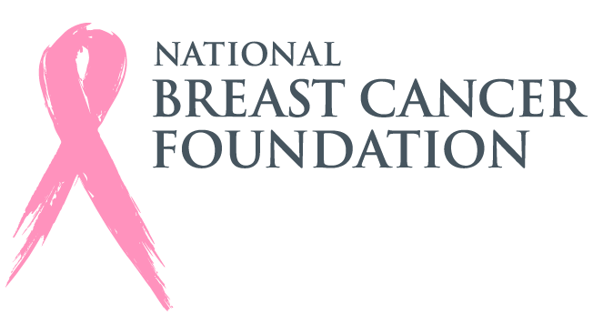 Pink ribbon logo with text 