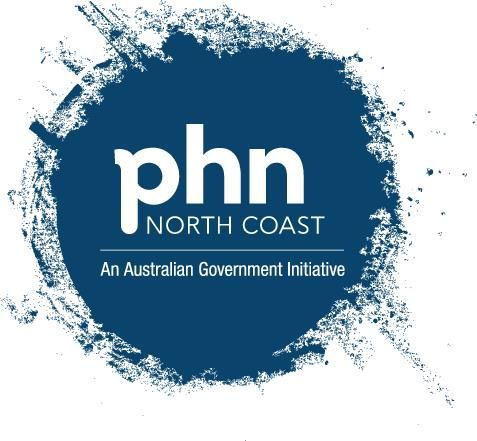 Blue circle logo for phn North Coast, an Australian Government initiative.
