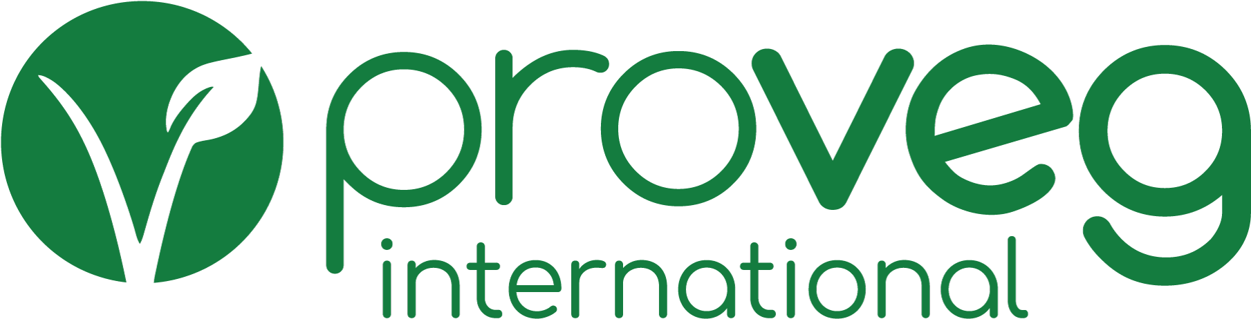 Logo of ProVeg International, a green circle with a leaf and the words 