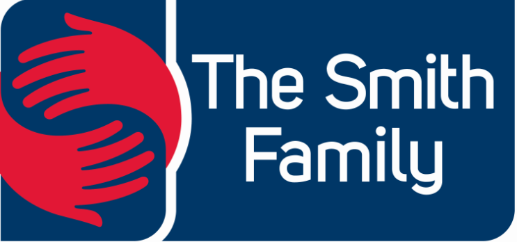 Logo: Red hands intertwined, blue background with white text 