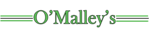 O'Malley's logo with green text and horizontal lines.