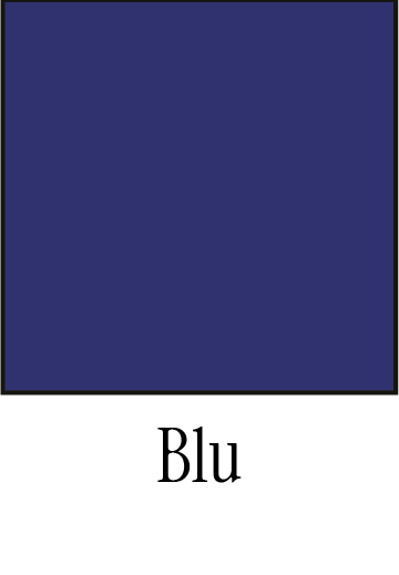 Un carré de couleur bleu foncé avec le mot « Blu » écrit en noir en dessous.