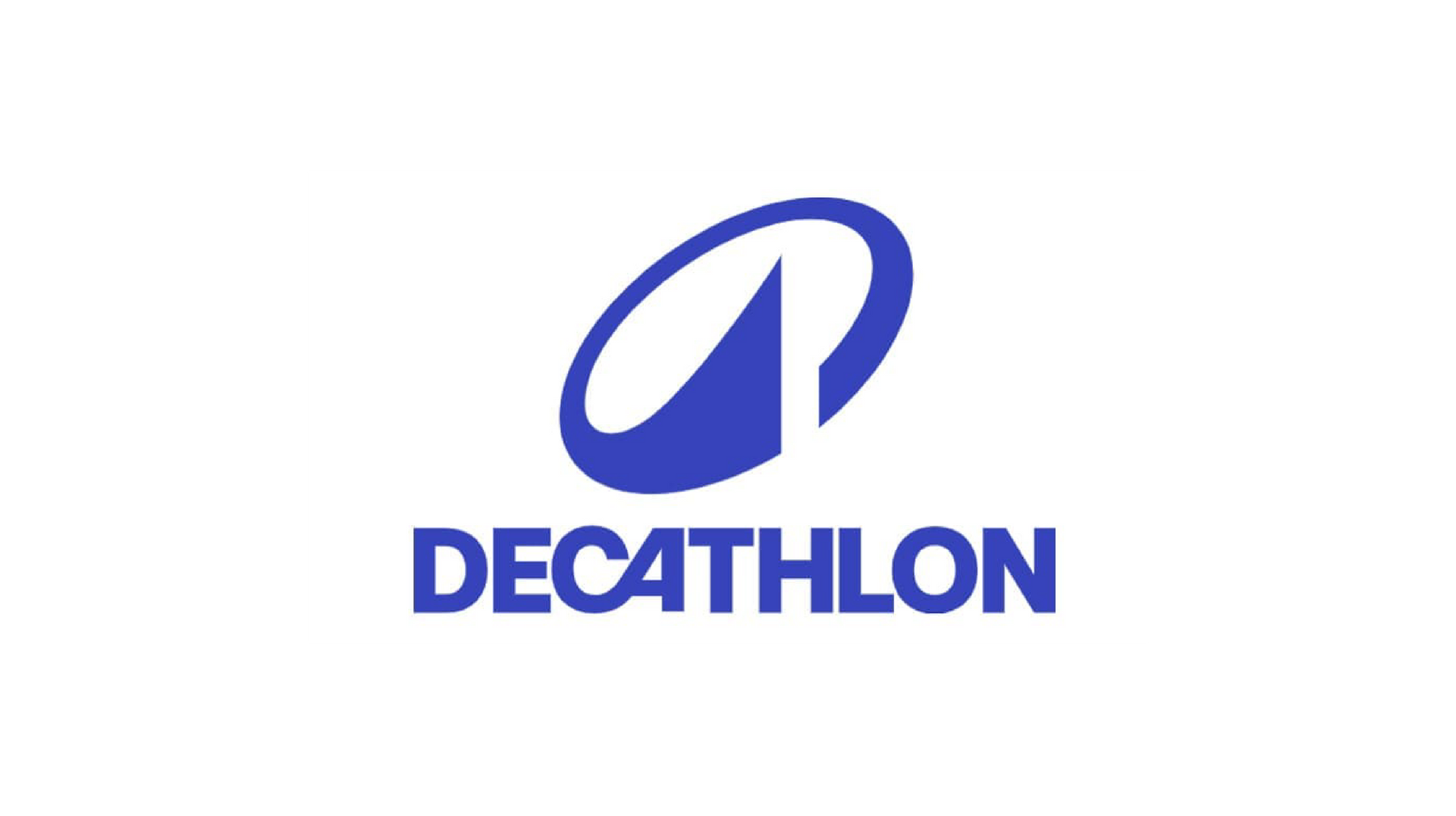 Le logo bleu de Decathlon, orné d'un « D » stylisé au-dessus du nom de la marque.