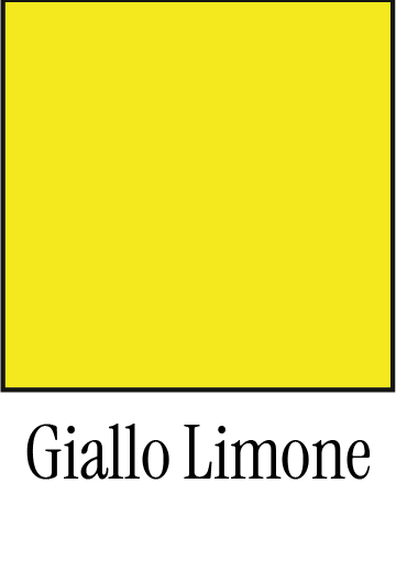 Un carré uni de couleur jaune citron, portant l'inscription « Giallo Limone » en dessous.
