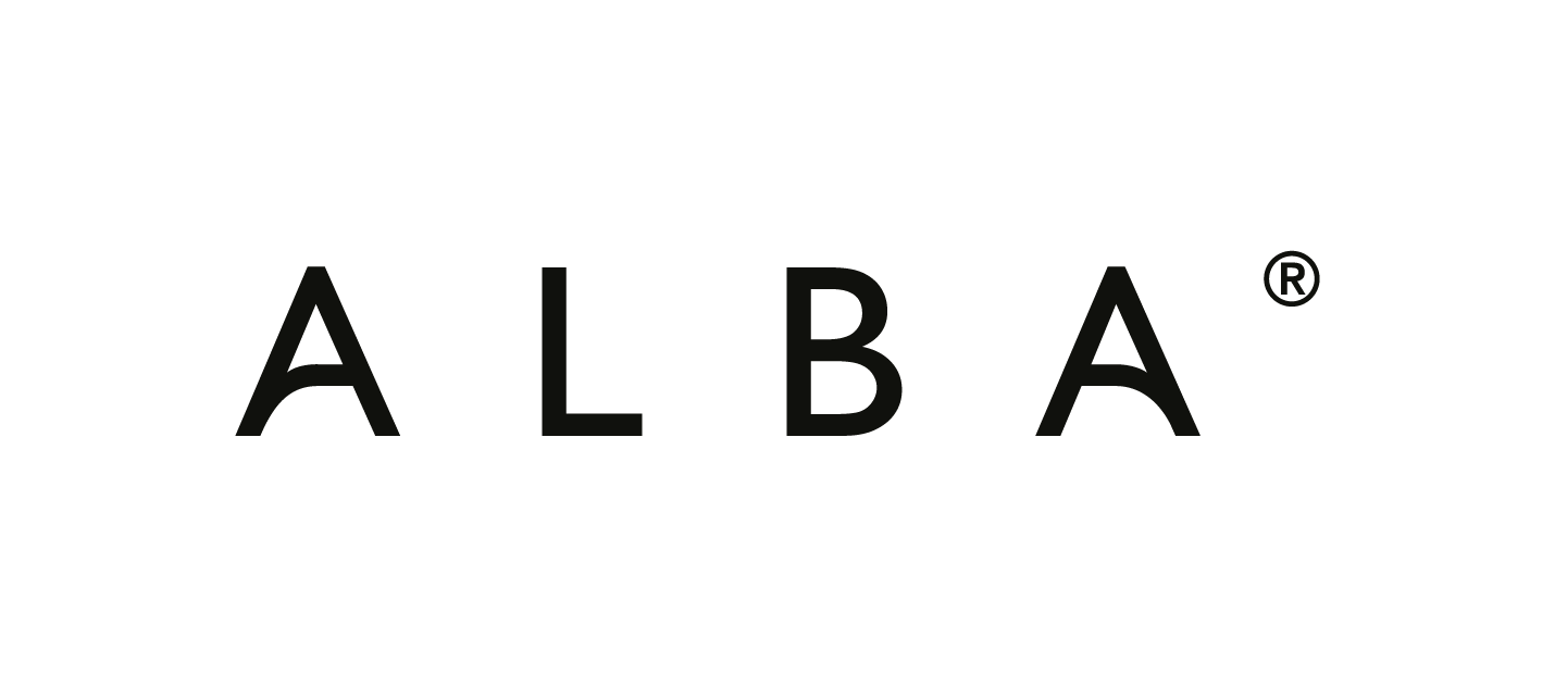 Le logo en texte noir « ALBA » avec le symbole de marque déposée en haut à droite.