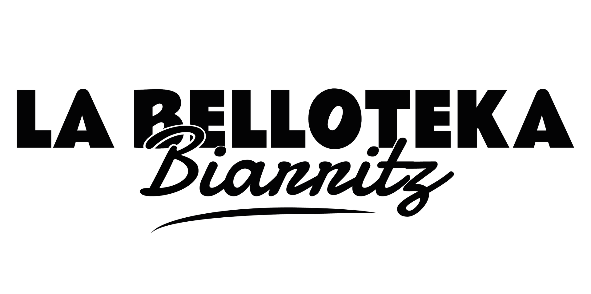 Logo noir avec le texte « LA BELLOTEKA » en caractères gras sans empattement au-dessus du nom « Biannitz » en écriture cursive et soulignée.