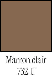 Un échantillon de couleur brun foncé étiqueté « Marron clair » avec le code « 732 U » en dessous.