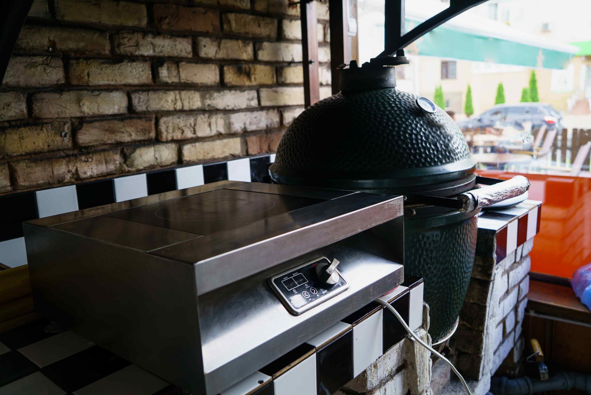 A BBQ Grill Set Up In A BBQ Island