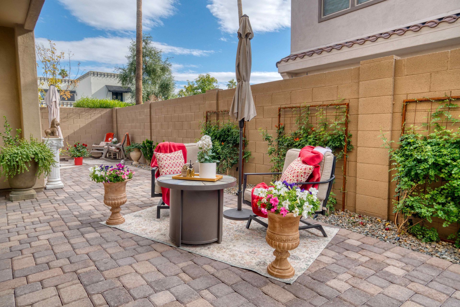 Plants incorporated into an outdoor living space