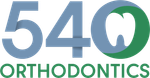 540 Orthodontics logo in blue and green with a tooth in the zero
