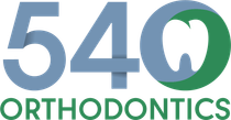 540 Orthodontics logo in blue and green with a stylized tooth in the “0”