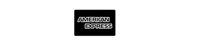 American Express logo in white text on a black rectangle