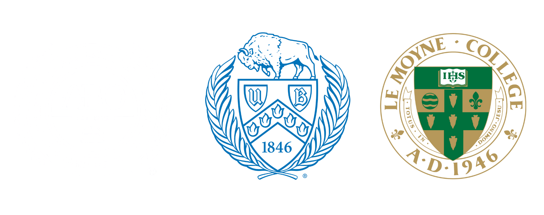 Blue Yale shield and gold‑green Emmanuel College seal side by side on white background