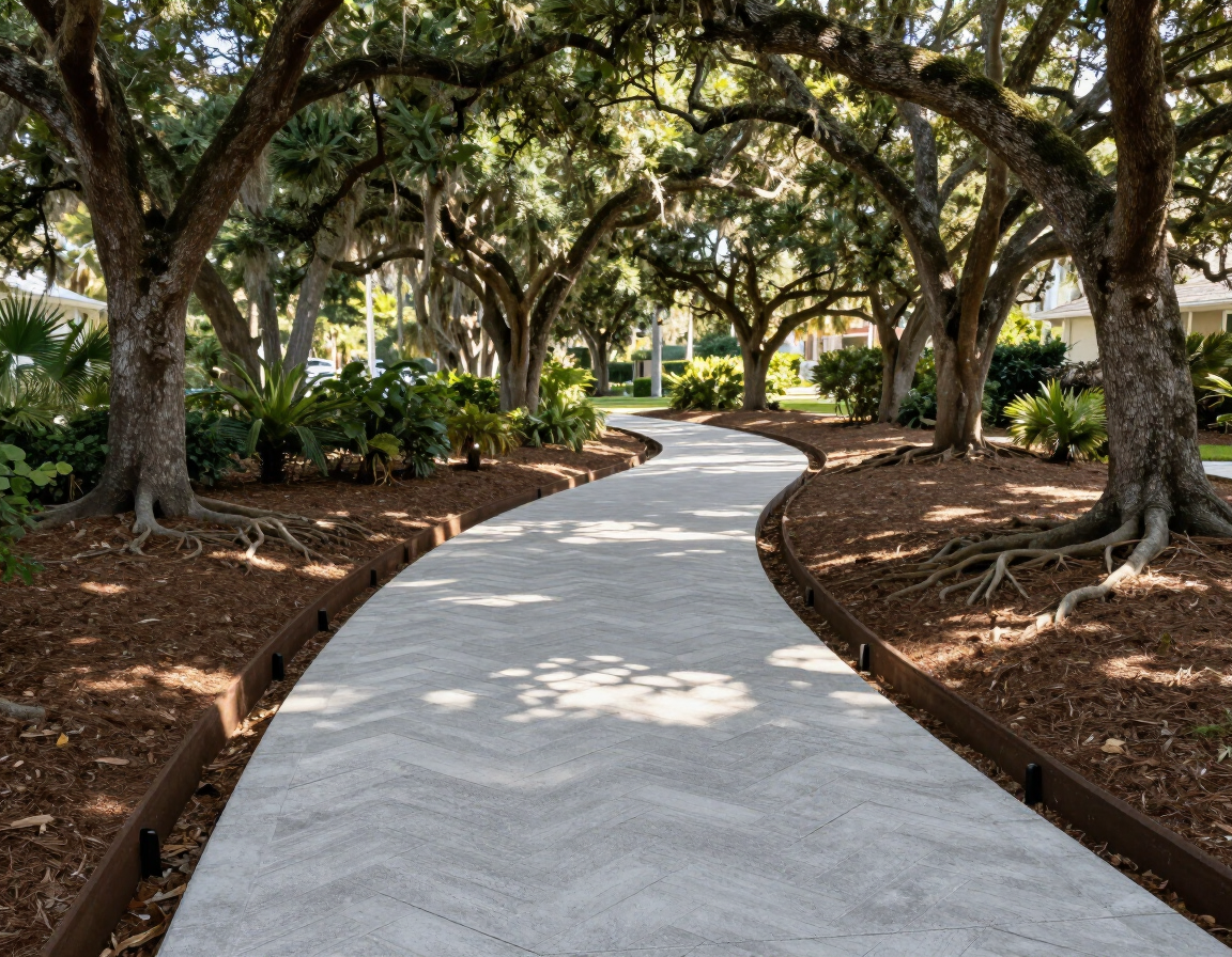 Patio and walkway paver installation with root-barrier deflectors, Sebastian FL