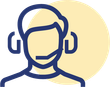 An icon of a person wearing headphones and a headset.