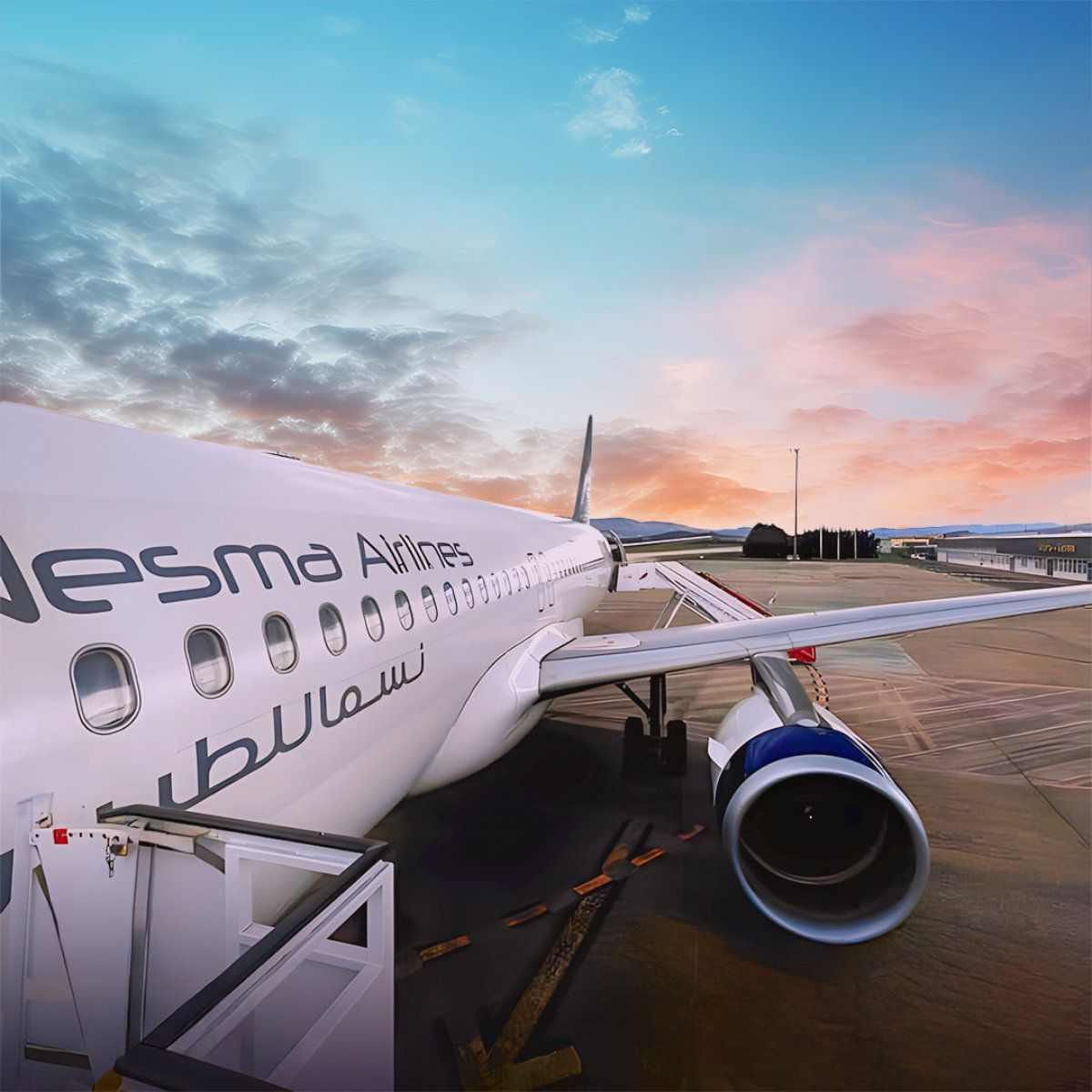 A plane with the word jesma written on the side