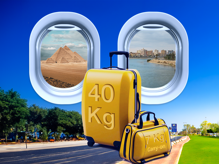 A yellow suitcase with 40 kg written on it