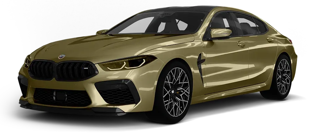 Yellow luxury SUV on a white background, angled front view