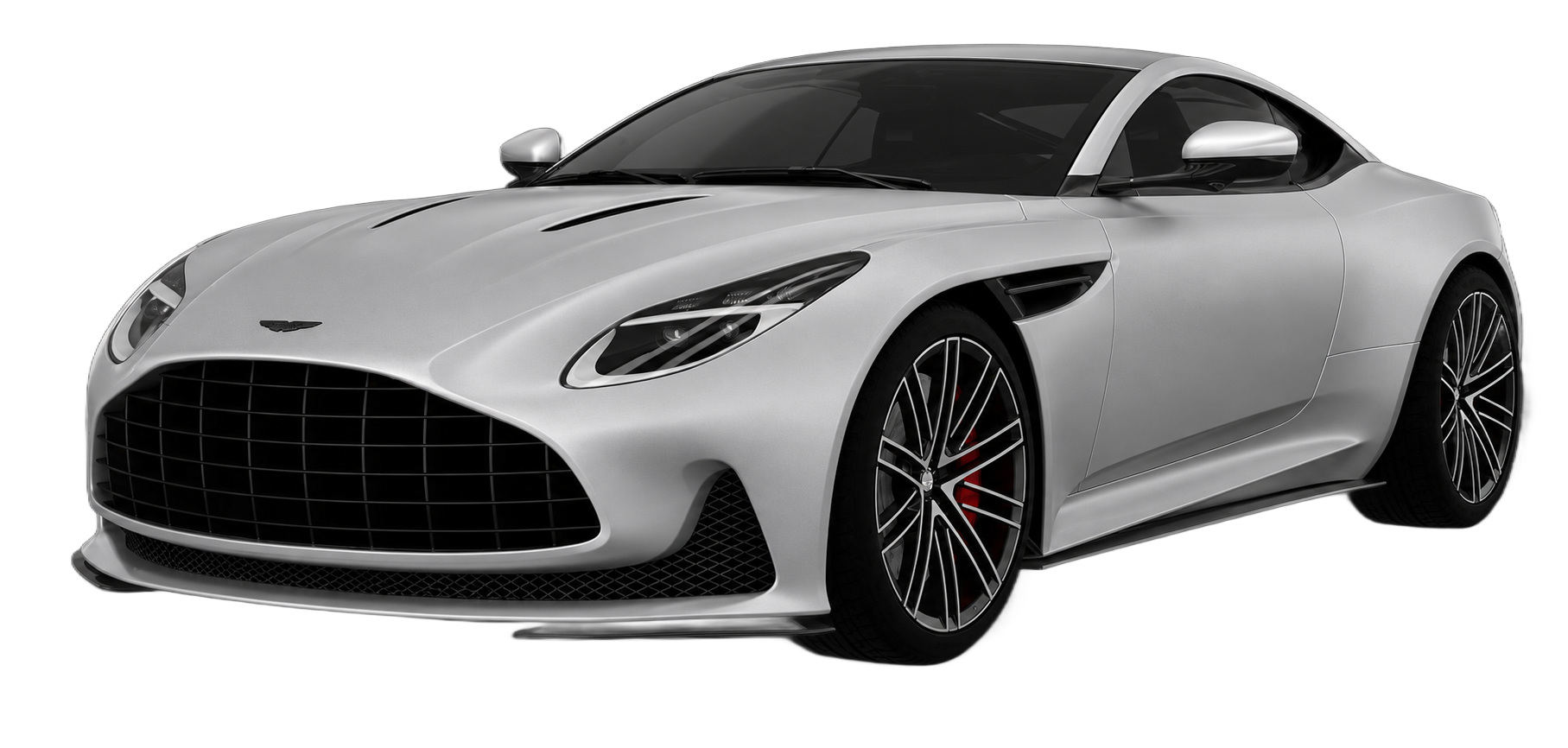 Gold sports car on a white background, front three-quarter view.